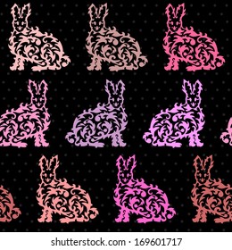 elegant seamless pattern with decorative rabbits, design element