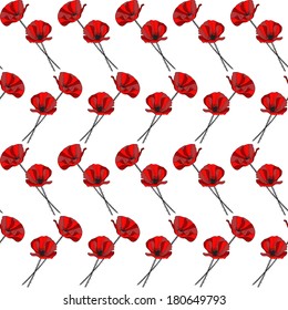 elegant seamless pattern with decorative red poppies, design element