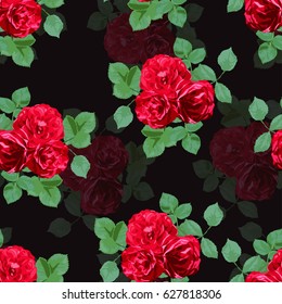 Elegant seamless pattern with decorative rose flowers in watercolor style, design element. Floral pattern for wedding invitations, cards, scrapbooking, print, gift wrap, manufacturing. Editable.