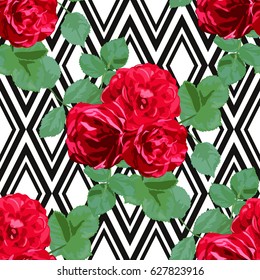 Elegant seamless pattern with decorative rose flowers in watercolor style, design element. Editable floral pattern for wedding invitations, cards, scrapbooking, print, gift wrap, manufacturing