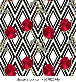 Elegant seamless pattern with decorative rose flowers in watercolor style, design element. Floral pattern for wedding invitations, cards, scrapbooking, print, gift wrap, manufacturing. Editable