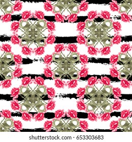 Elegant seamless pattern with decorative rose flowers in watercolor style, design element. Floral pattern for wedding invitations, cards, scrapbooking, print, gift wrap, manufacturing. Editable.