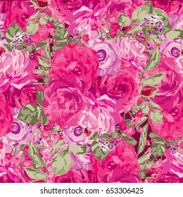Elegant seamless pattern with decorative rose flowers in watercolor style, design element. Floral pattern for wedding invitations, cards, scrapbooking, print, gift wrap, manufacturing. Editable.