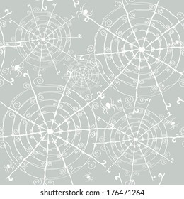 elegant seamless pattern with decorative spiders and spider webs, design element