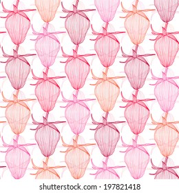 Elegant seamless pattern with decorative strawberries, design element. Healthy food background