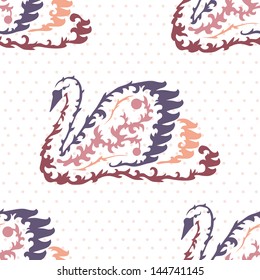 elegant seamless pattern with decorative swans for your design