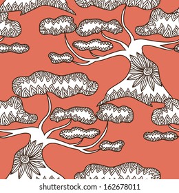 elegant seamless pattern with decorative trees for your design