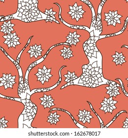 elegant seamless pattern with decorative trees for your design