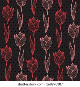 elegant seamless pattern with decorative tulip flowers, design element