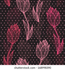 elegant seamless pattern with decorative tulip flowers, design element