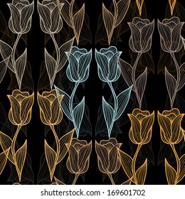 elegant seamless pattern with decorative tulip flowers, design element