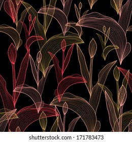 elegant seamless pattern with decorative tulip flowers, design element