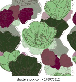 elegant seamless pattern with decorative tulip flowers, design element