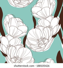 elegant seamless pattern with decorative tulip flowers, design element