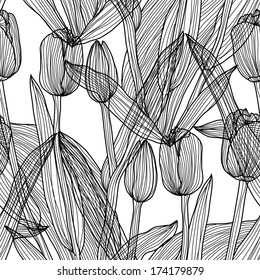 elegant seamless pattern with decorative tulips, design element