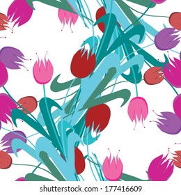 elegant seamless pattern with decorative tulips, design element