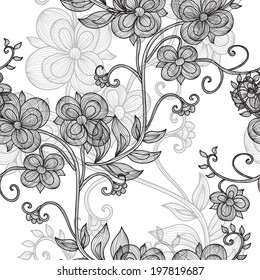 Elegant seamless pattern with decorative vintage flowers, design element. Beautiful floral background. Floral pattern for wedding invitations, greeting cards, scrapbooking, print.
