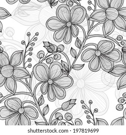 Elegant seamless pattern with decorative vintage flowers, design element. Beautiful floral background. Floral pattern for wedding invitations, greeting cards, scrapbooking, print.