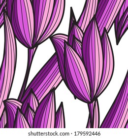 elegant seamless pattern with decorative violet tulips, design element