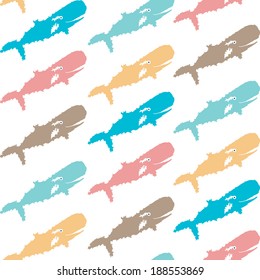 elegant seamless pattern with decorative whales, design element