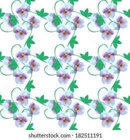 elegant seamless pattern with decorative white pink pansies, design element