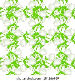 elegant seamless pattern with decorative white clovers, design elements