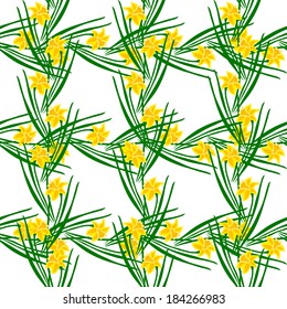 elegant seamless pattern with decorative yellow daffodils, design element
