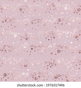 Elegant seamless pattern. Delicate background. Pink texture with effect metallic foil.  Repeating pattern rose gold. modern stylish background. Repeated abstract design prints. Vector illustration