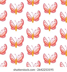 Elegant seamless pattern of delicate butterflies in pastel hues. Perfect for spring themed projects, textiles, and wallpapers, adding sophistication and a touch of nature.