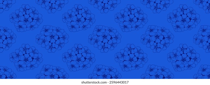 Elegant seamless pattern of delicate floral bouquets on a vibrant blue background.  Perfect for textile prints, wallpapers, or website design.