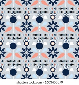 Elegant seamless pattern design. Bright color series scandinavian illustration. Can use for print, template, fabric, presentation, textile, banner, poster, wallpaper