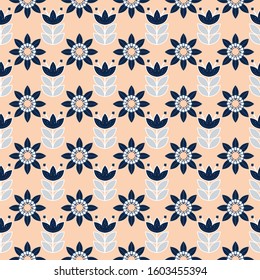 Elegant seamless pattern design. Bright color series scandinavian illustration. Can use for print, template, fabric, presentation, textile, banner, poster, wallpaper