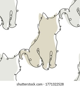 Elegant seamless pattern with , design elements. Can be used for invitations, cards, print, gift wrap, manufacturing, textile, fabric, wallpapers. Continuous line art style. Bird theme