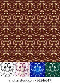 Elegant seamless pattern of different floral vignettes