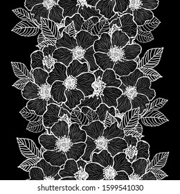 Elegant seamless pattern with dog rose flowers, design elements. Floral  pattern for invitations, cards, print, gift wrap, manufacturing, textile, fabric, wallpapers