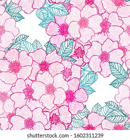 Elegant seamless pattern with dog rose flowers, design elements. Floral  pattern for invitations, cards, print, gift wrap, manufacturing, textile, fabric, wallpapers