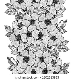 Elegant seamless pattern with dog rose flowers, design elements. Floral  pattern for invitations, cards, print, gift wrap, manufacturing, textile, fabric, wallpapers