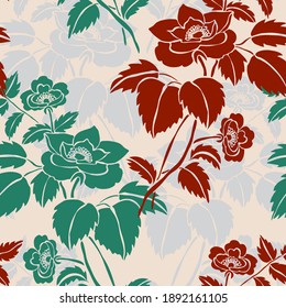 Elegant seamless pattern with dog rose flowers, design elements. Floral  pattern for invitations, cards, print, gift wrap, manufacturing, textile, fabric, wallpapers