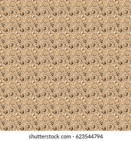 Elegant seamless pattern with doodle and Mandala elements. Nice orange, brown and beige hand-drawn seamless vector illustration.