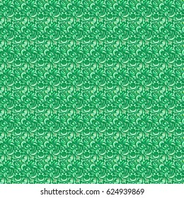 Elegant seamless pattern with doodle and Mandala elements. Nice green hand-drawn seamless vector illustration.