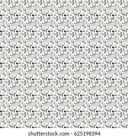 Elegant seamless pattern with doodle and Mandala elements. Nice beige and gray hand-drawn seamless vector illustration.
