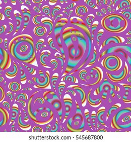 Elegant seamless pattern with doodles and Mandala elements. Nice vector hand-drawn illustration on a violet back.
