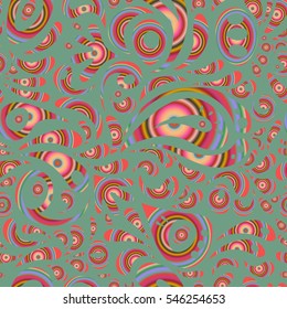 Elegant seamless pattern with doodles and Mandala elements. Nice vector hand-drawn illustration on a green back.