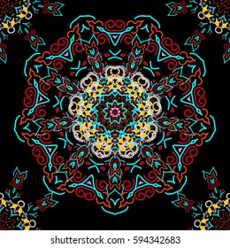Elegant seamless pattern with doodles and Mandala elements. Nice hand-drawn seamless vector illustration.