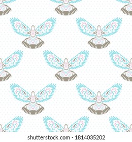 Elegant seamless pattern with doves, design elements. Bird pattern for invitations, cards, print, gift wrap, manufacturing, textile, fabric, wallpapers
