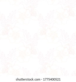 Elegante y sin fisuras con palomas y flores de sakura, elementos de diseño. Patrón floral para invitaciones, tarjetas, impresiones, envoltura de regalo, manufactura, textiles, tela, papel pintado. Estilo de arte de línea continuo