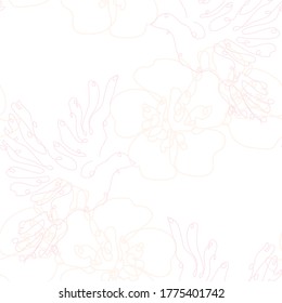 Elegant seamless pattern with doves and sakura flowers, design elements. Floral  pattern for invitations, cards, print, gift wrap, manufacturing, textile, fabric, wallpapers. Continuous line art style