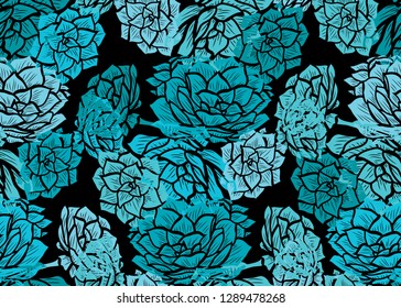 Elegant seamless pattern with echeveria plants, design elements. Floral  pattern for invitations, cards, print, gift wrap, manufacturing, textile, fabric, wallpapers. Succulents