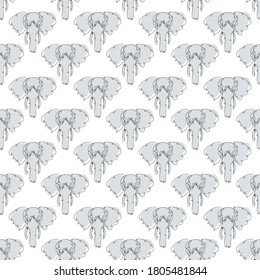 Elegant seamless pattern with elephants, design elements. Elephant pattern for invitations, cards, print, gift wrap, manufacturing, textile, fabric, wallpapers. Continuous line art style