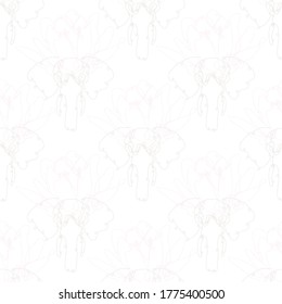 Elegant seamless pattern with elephants and lotus, design elements. Floral  pattern for invitations, cards, print, gift wrap, manufacturing, textile, fabric, wallpapers. Continuous line art style